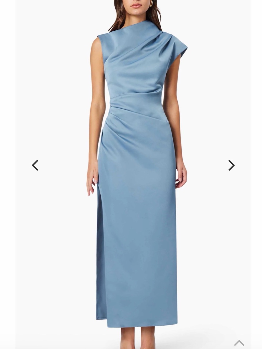 Elliatt Draped One-Shoulder Midi Dress in Slate Blue